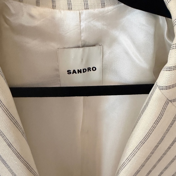 Sandro Blazer Jacket Pinstriped Woven Blazer Sz.M/38 - Picture 3 of 6